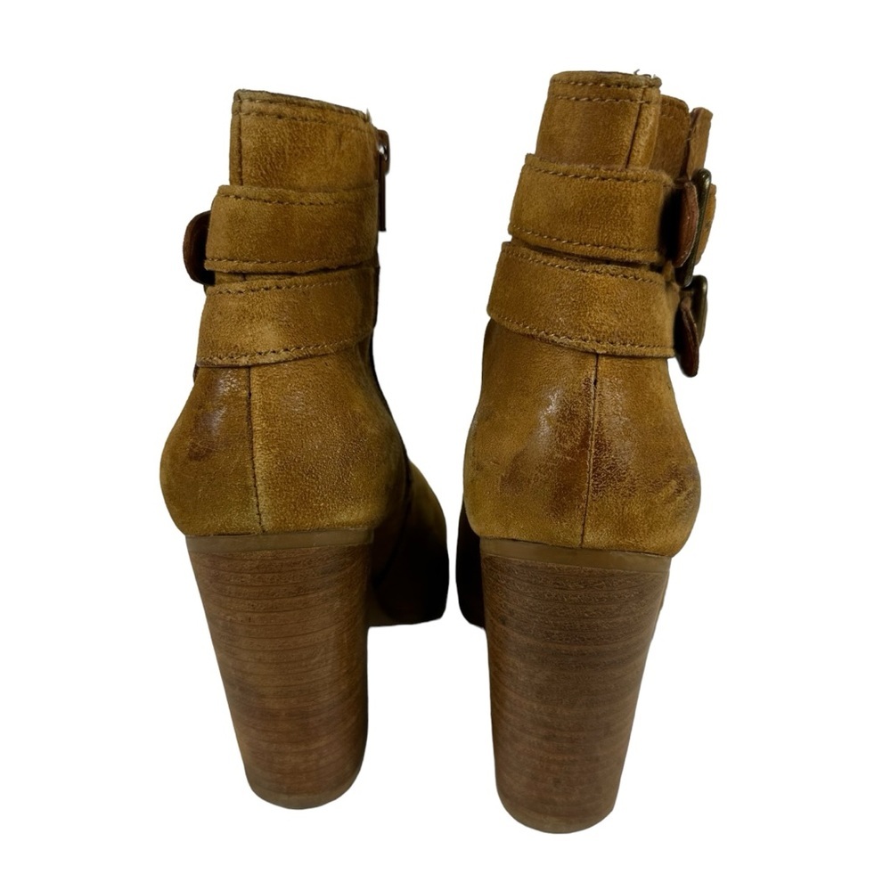 Lucky Brand Laureen Leather & Suede Chunky Heel Ankle Boots Brown Size 7.5 - Picture 4 of 5